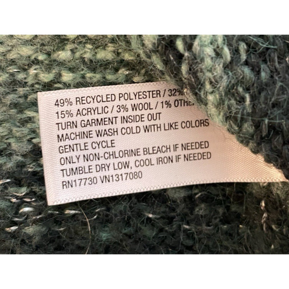 Knox Rose Womens Sweater Size 2XL Boho Green Striped Mock Neck Festival Sweater - Picture 6 of 13